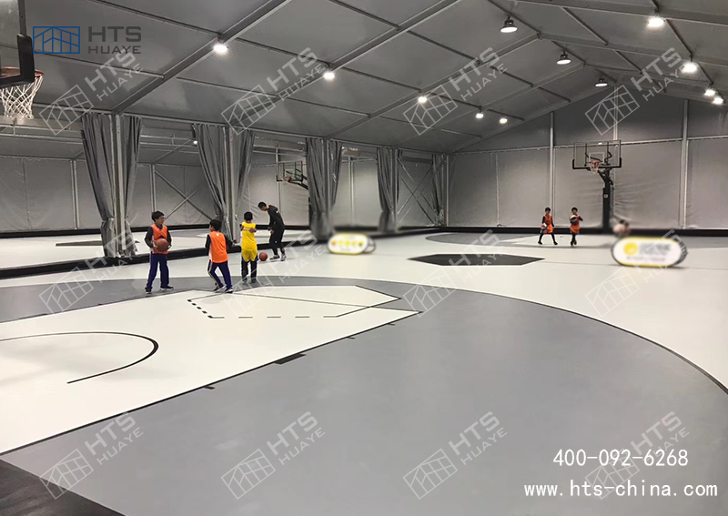 篷房式籃球館配件都是工廠加工完成，現場進行拼接